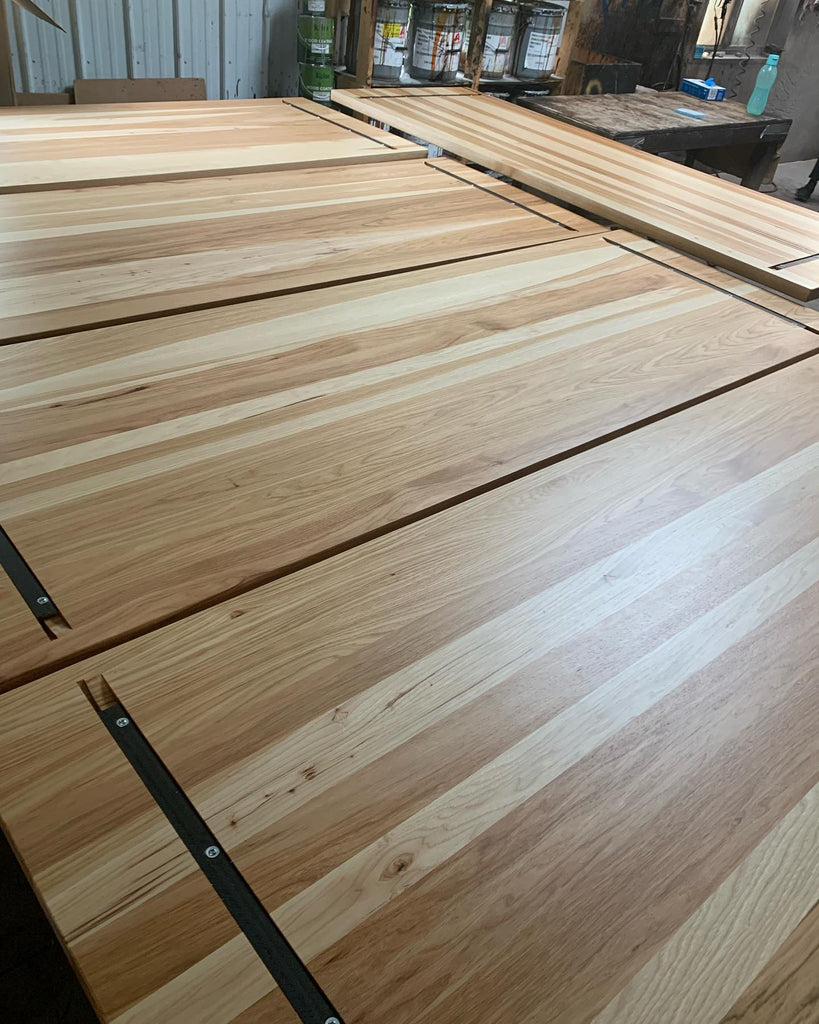 Creamy Heartwood Hickory Restaurant Table Tops