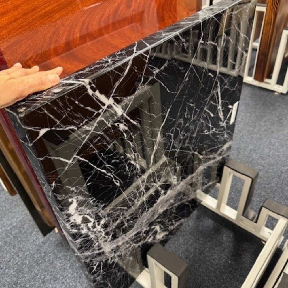 Arctic Vein Black Resin Indoor Restaurant Table Tops