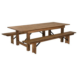 Barn Wood Brewery Tasting Table With Bench Seats Commercial Grade 40x96