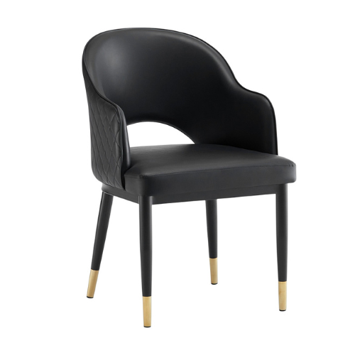 Black Giulia Fully Upholstered Leatherette Restaurant Dining Chair