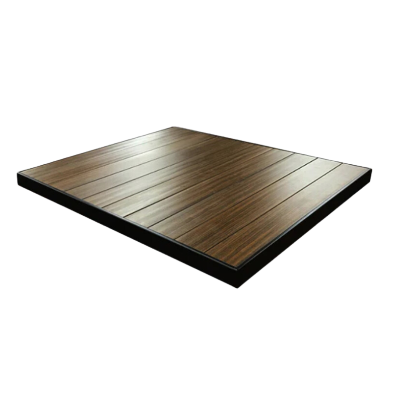 Chestnut Finish Faux Wood Restaurant Patio Table Top and Chair Set In-Outdoor