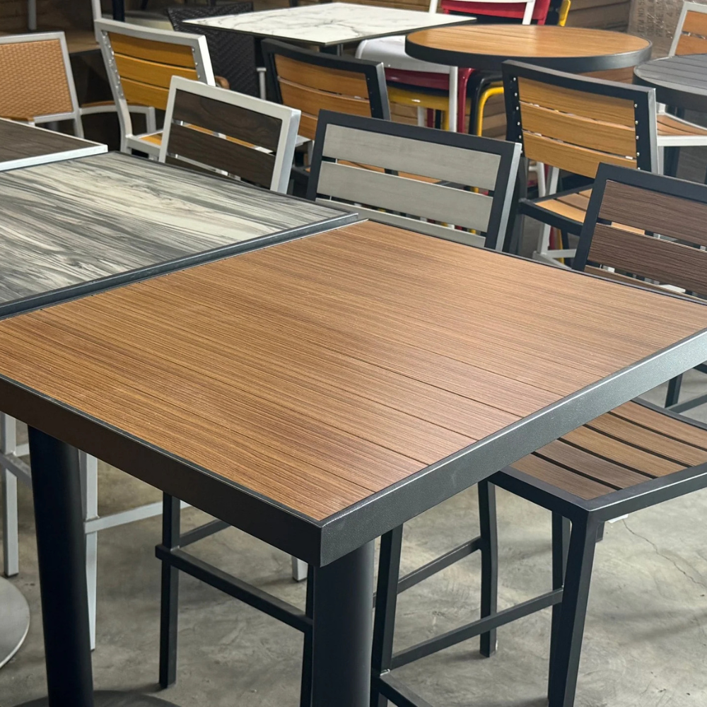 Chestnut Finish Faux Wood Restaurant Patio Table Top