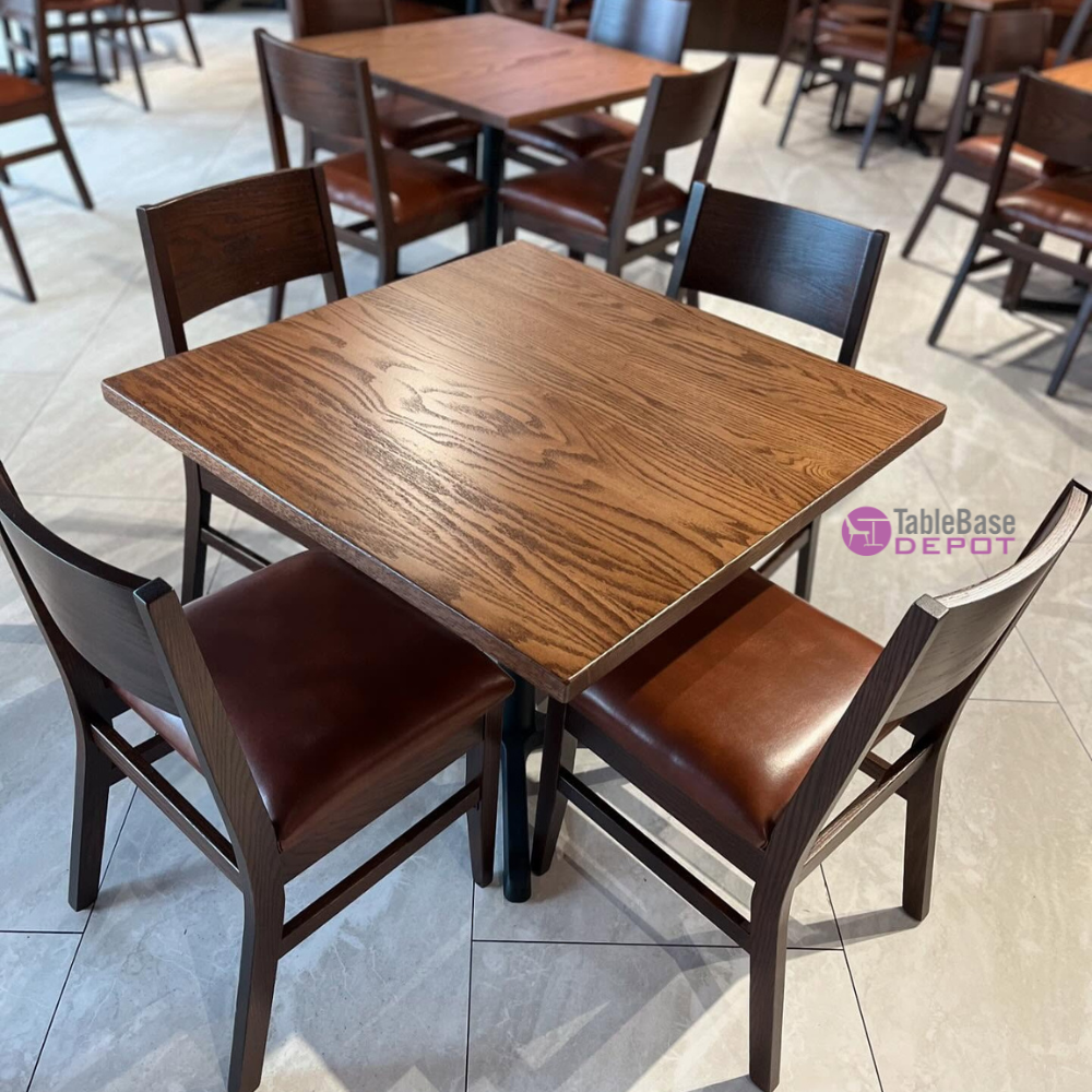 Classic Regular Oak Restaurant Table Tops Plank Style Custom Size