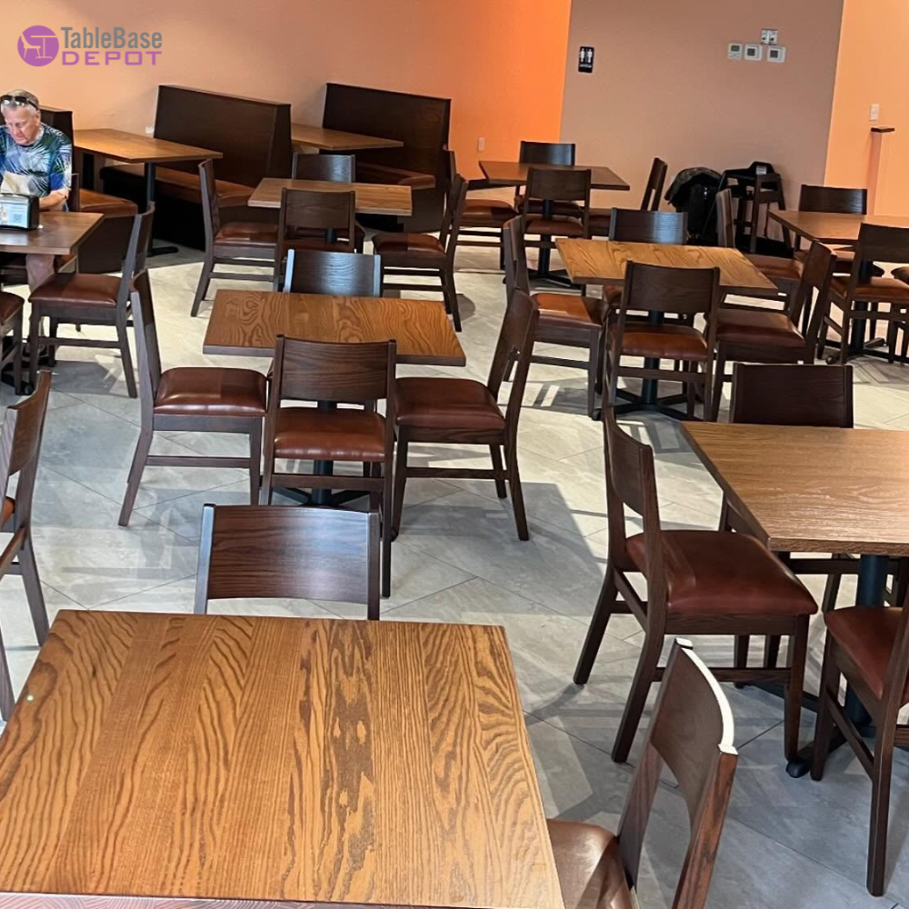 Classic Regular Oak Restaurant Table Tops Plank Style Custom Size