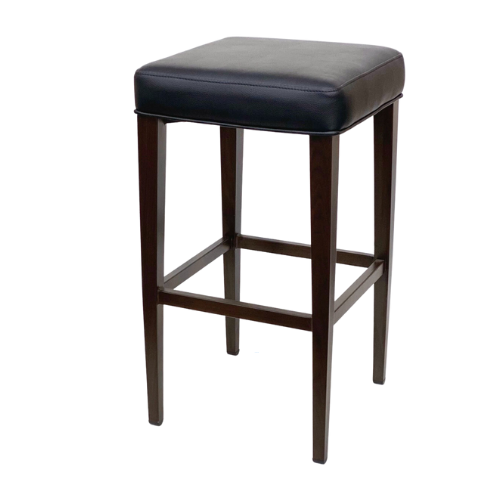 Frontier Bar Stool Walnut Frame Upholstered Black Seat