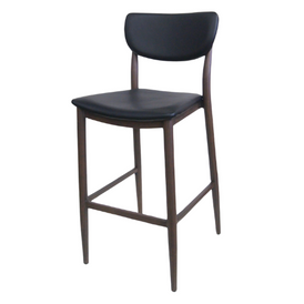 Ginevra Metal Wood Grain Restaurant Barstool Black Upholstered Seat Back