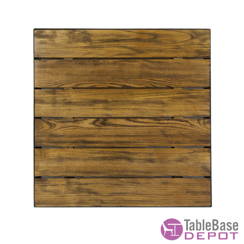 Harbor Breeze Aged Teak Black Metal Edge Restaurant Patio Table