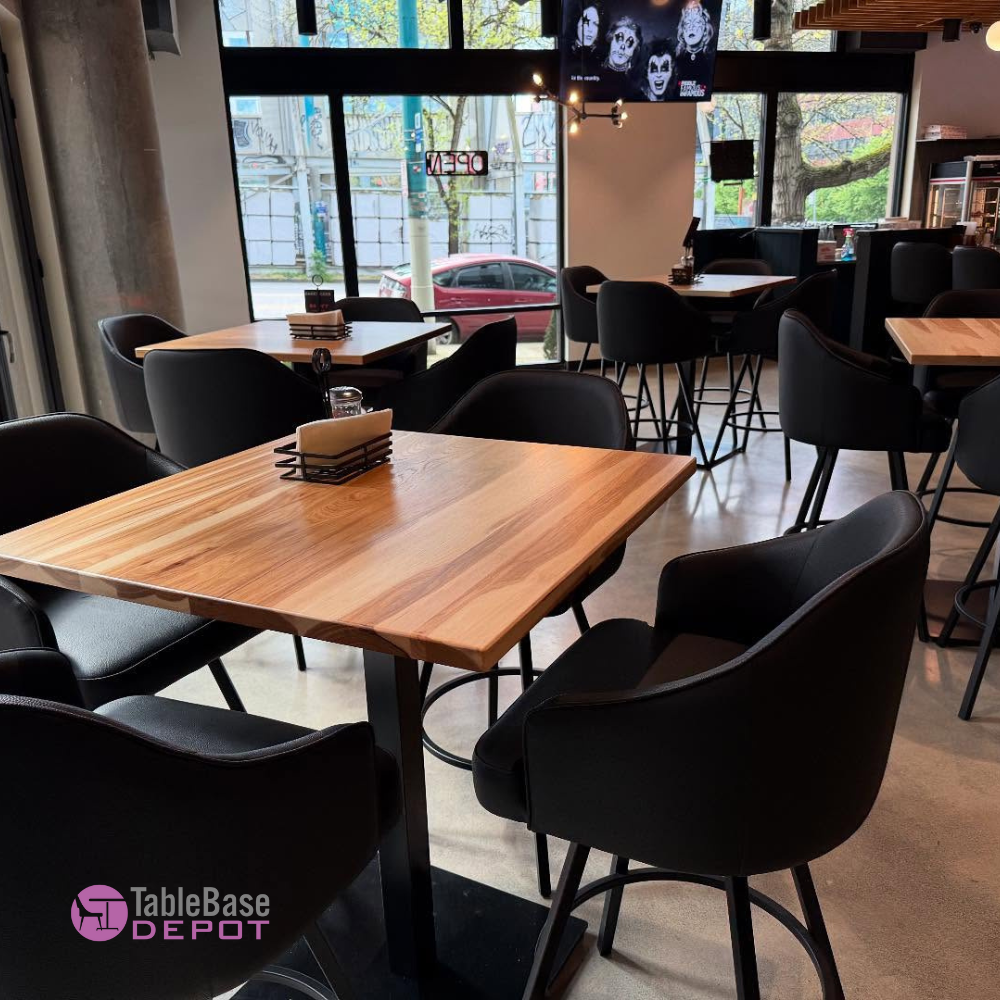 Creamy Heartwood Hickory Restaurant Table Tops