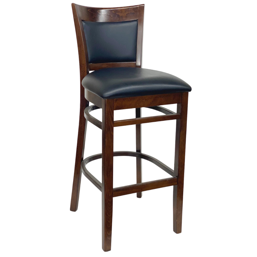 Milanese Milano Wood Restaurant Barstool Upholstered Seat and Back