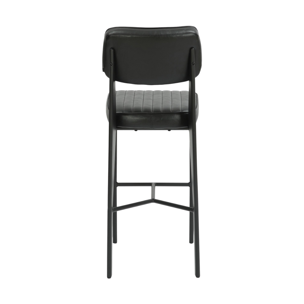 Napoli Vintage Black Metal Barstool With Black Vinyl Seat and Back