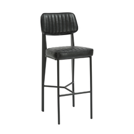 Napoli Vintage Black Metal Barstool With Black Vinyl Seat and Back