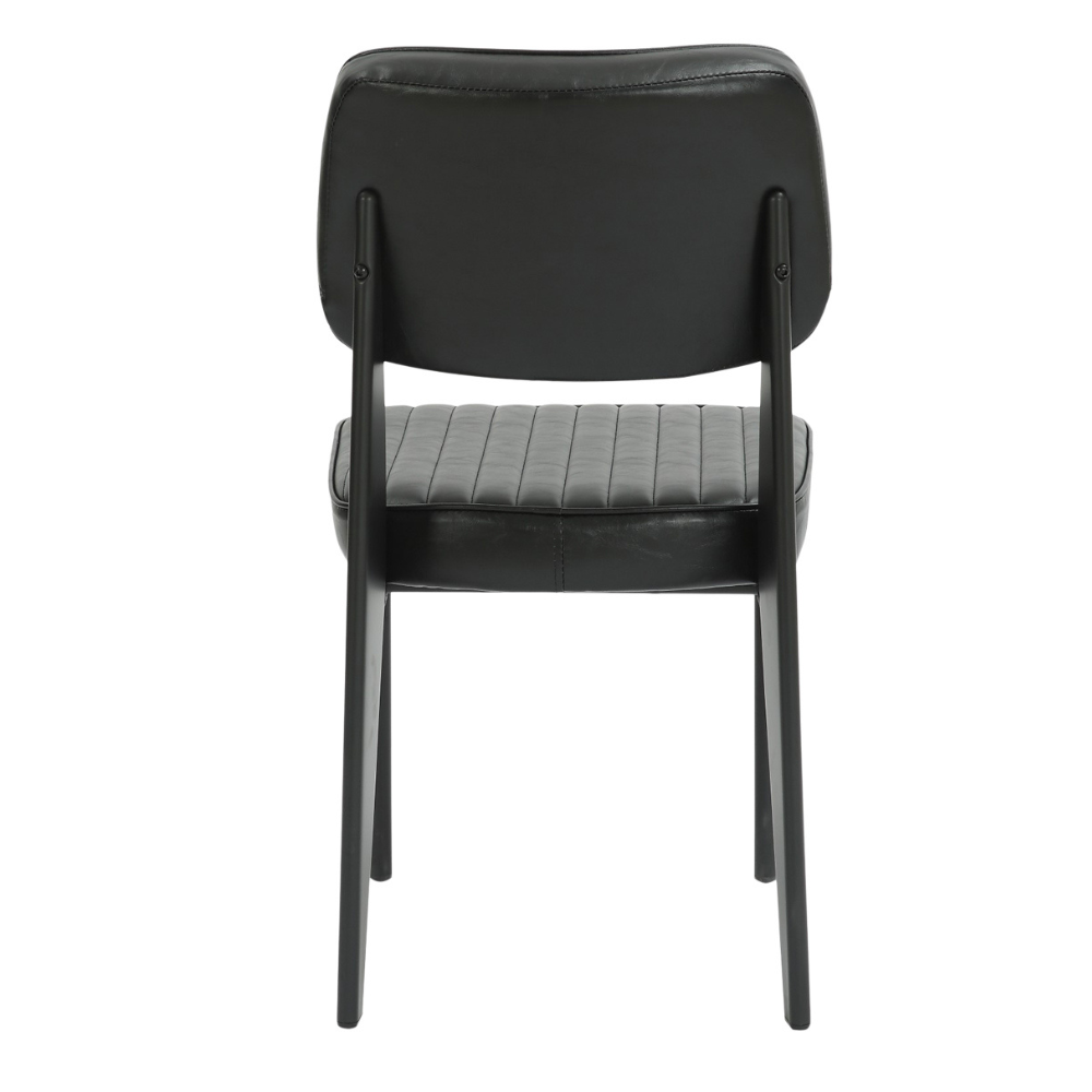 Napoli Vintage Black Metal Chair With Black Vinyl Seat and Back