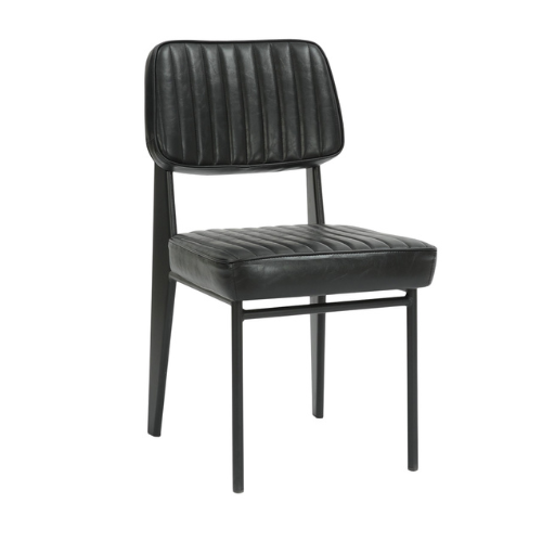 Napoli Vintage Black Metal Chair With Black Vinyl Seat and Back