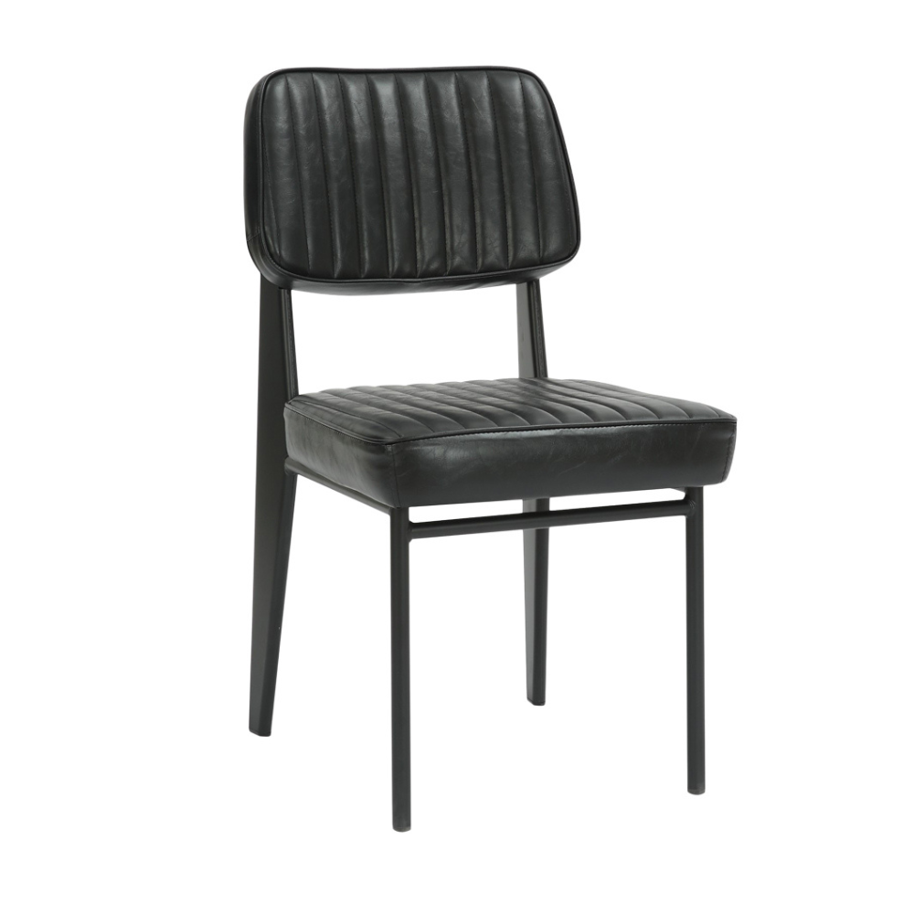 Napoli Vintage Black Metal Chair With Black Vinyl Seat and Back