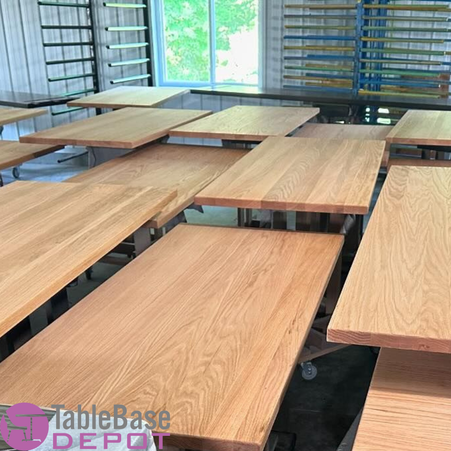 Classic Regular Oak Restaurant Table Tops Plank Style Custom Size