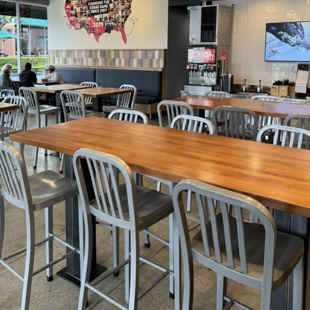 Pre Finished Rustic Oak Solid Beech Wood Butcher Block Restaurant Table Tops