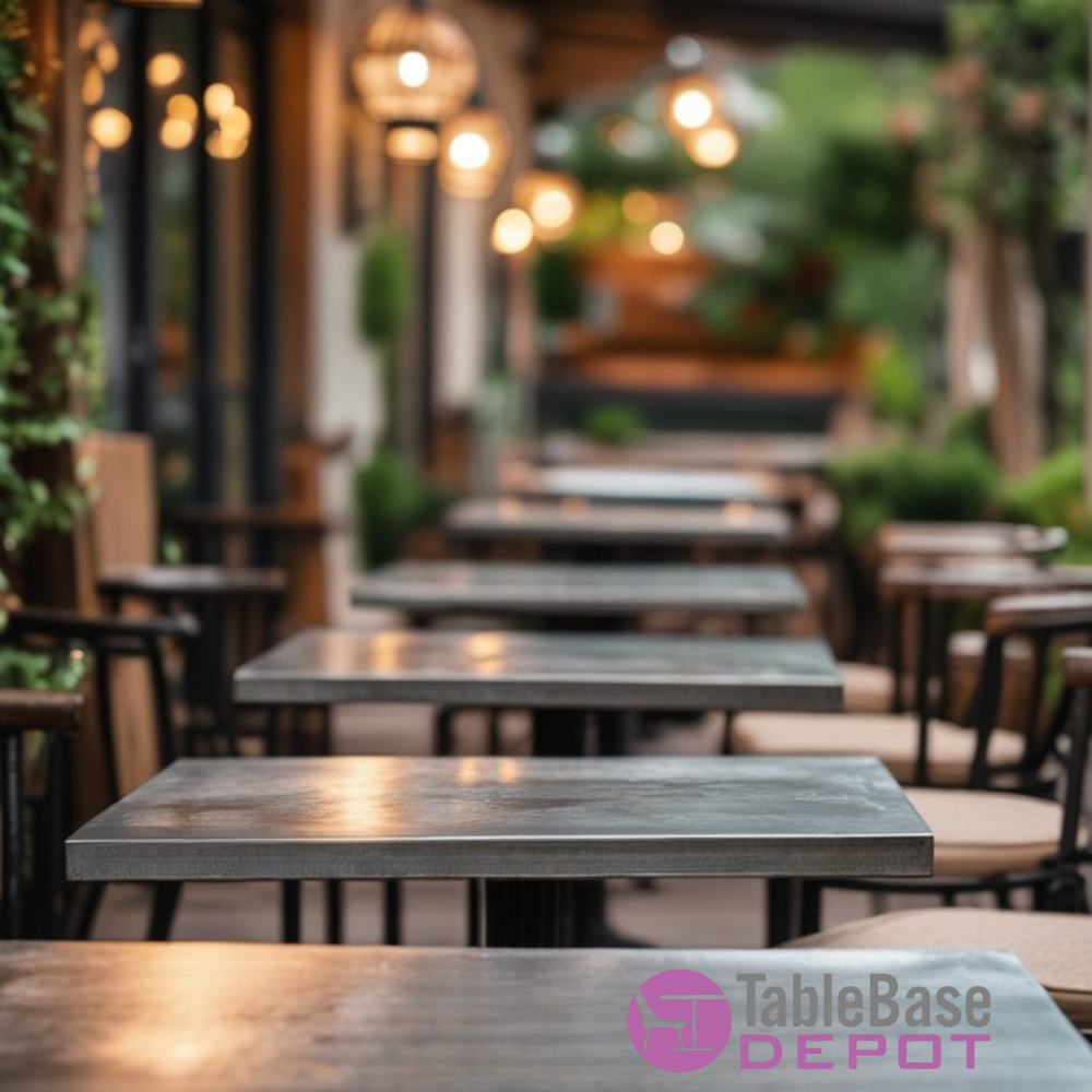 Raw Steel Restaurant Table Top Clear Coated Indoor-Outdoor Use