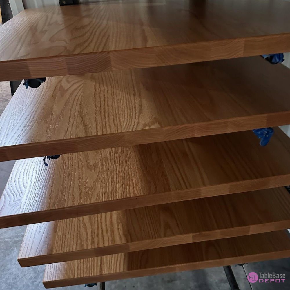 Classic Regular Oak Restaurant Table Tops Plank Style Custom Size
