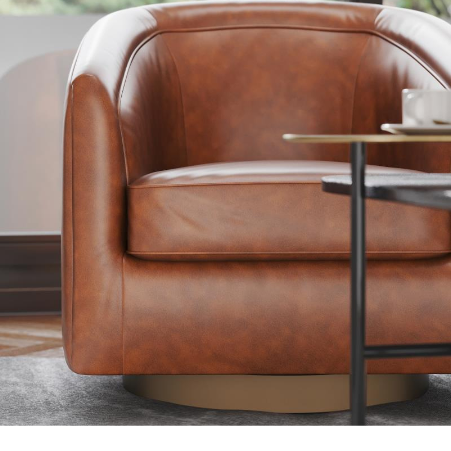 Riviera 360 Metal Base Restaurant Lounge Dining Chair Brown Leatherette Luxe