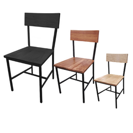 Rustic Distressed Lumber Steel Frame Restaurant Side Chair