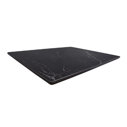 Sable Black White Marbling Faux Stone Outdoor Restaurant Patio Table