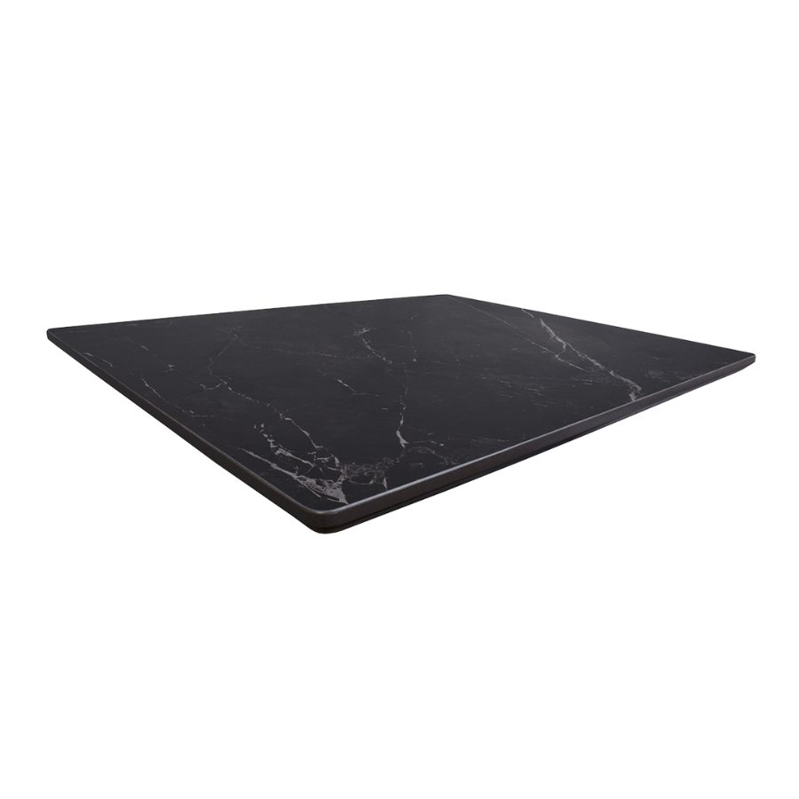 Sable Black White Marbling Faux Stone Outdoor Restaurant Patio Table
