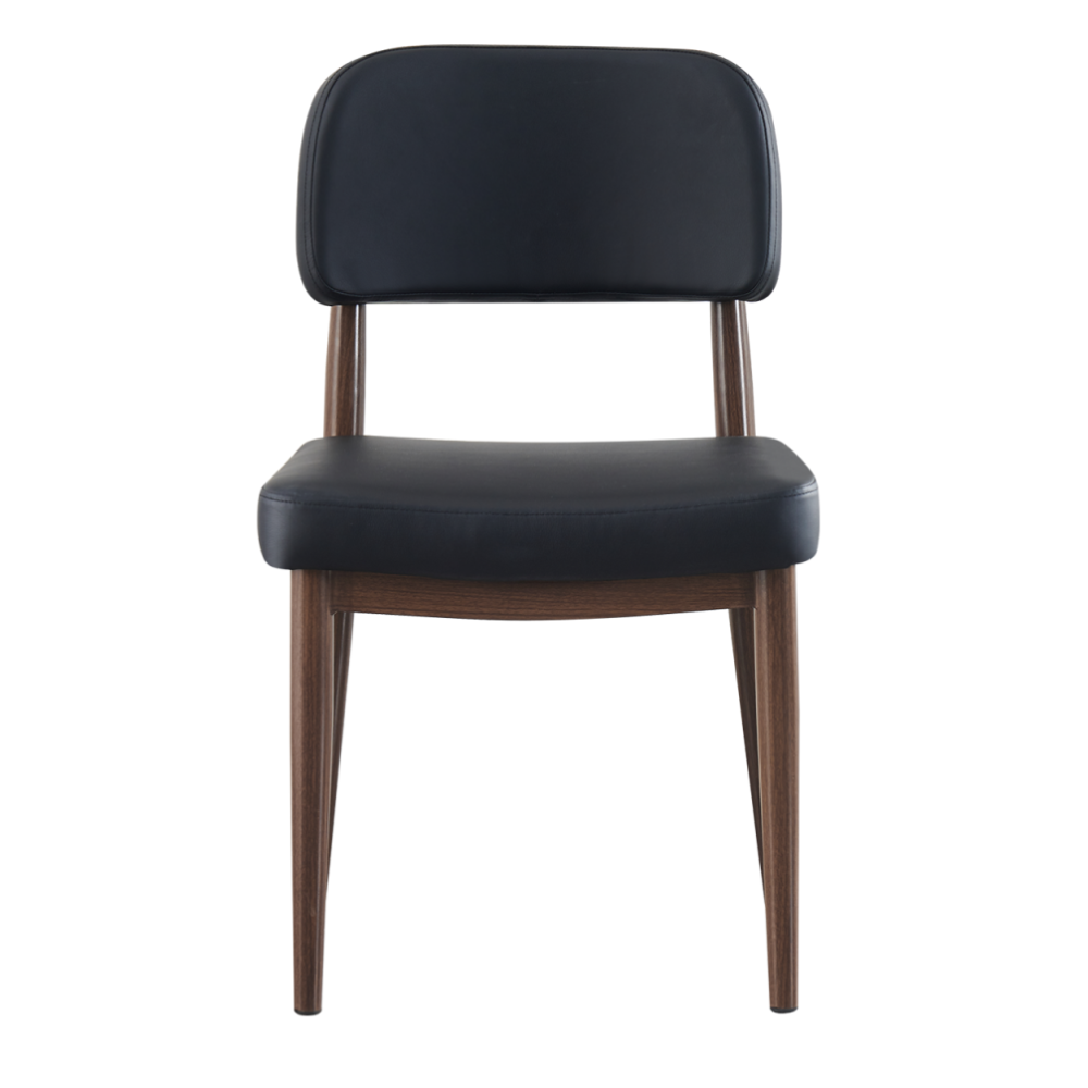 Sedia Velata Black Upholstered Seat And Back With Walnut Finish Steel Frame