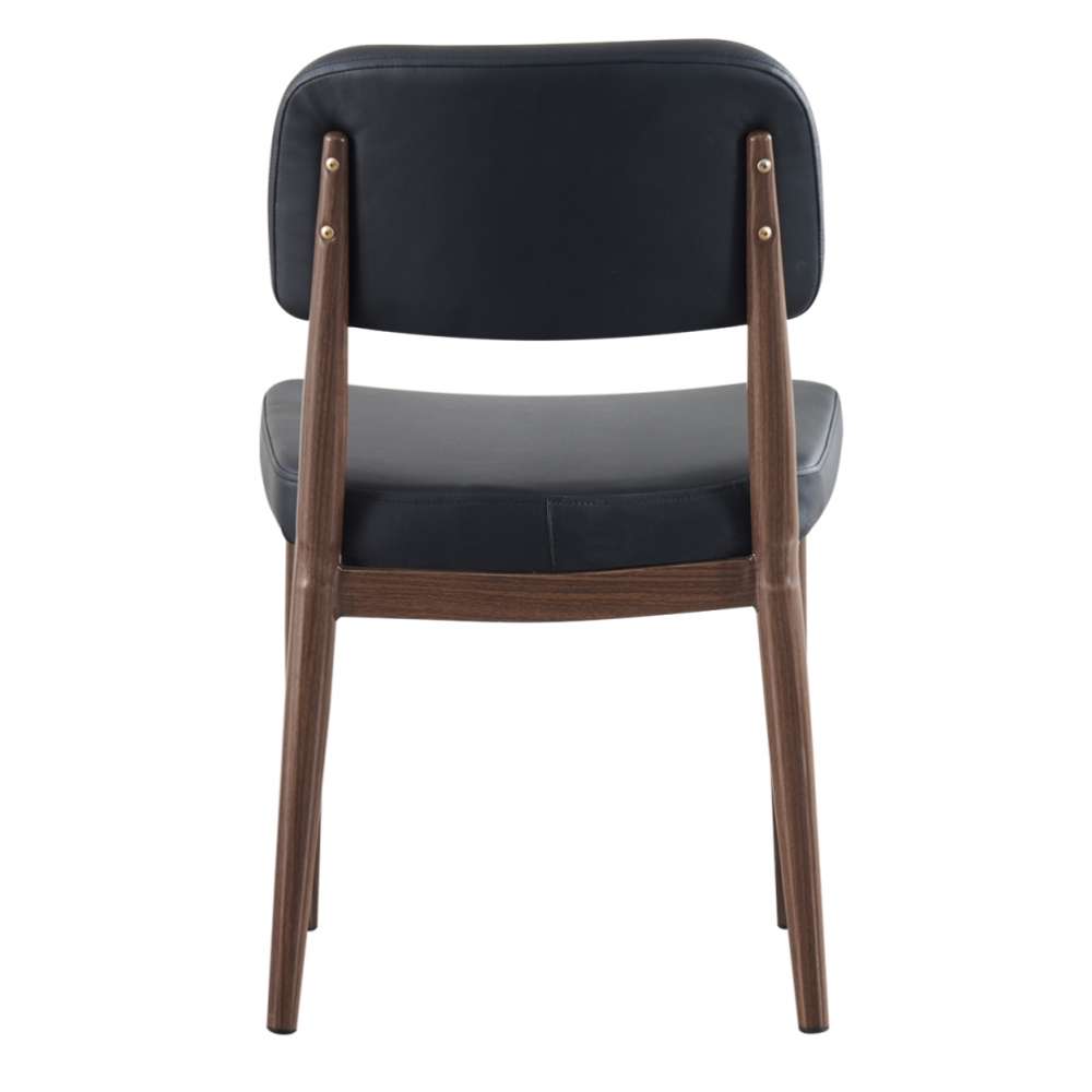 Sedia Velata Black Upholstered Seat And Back With Walnut Finish Steel Frame