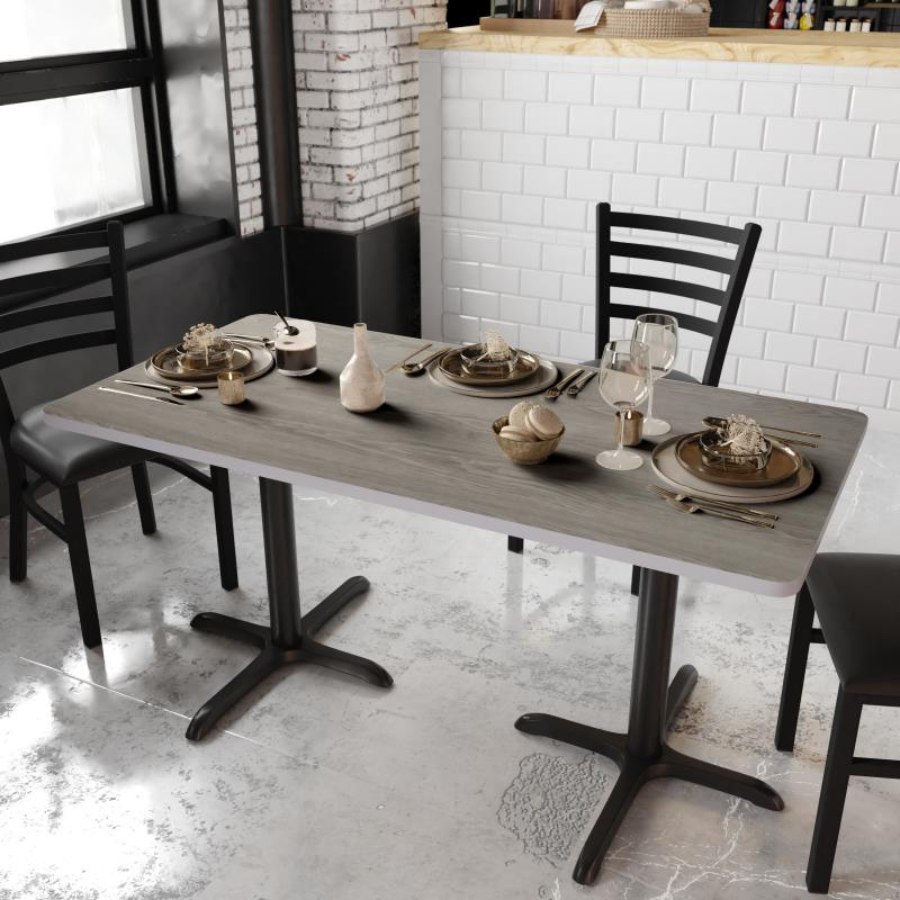Sleek Nimbus Gray Wood Grain Restaurant Laminate Table Top