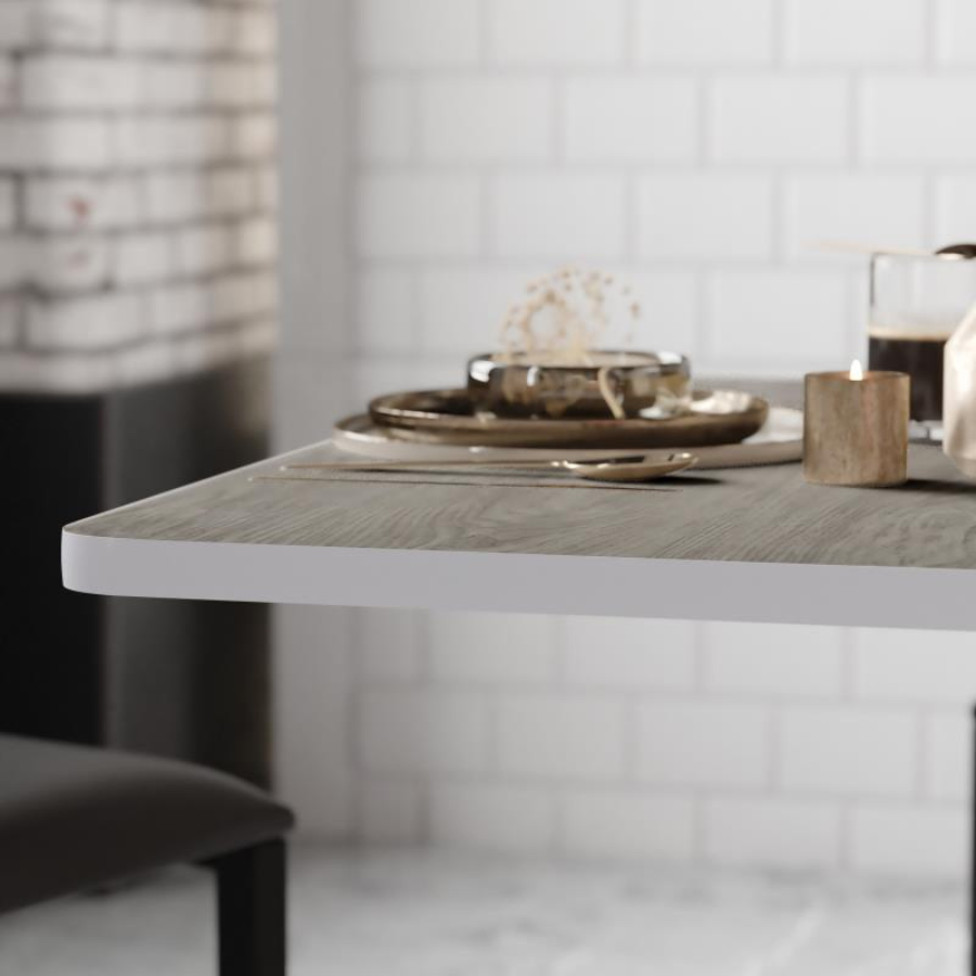 Sleek Nimbus Gray Wood Grain Restaurant Laminate Table Top