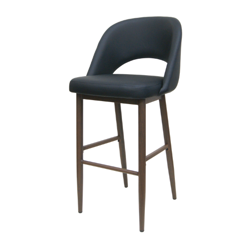 The Baltimore Barstool Black Vinyl With Wood Grain Metal Legs