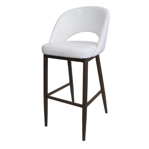 The Baltimore Barstool White Vinyl With Wood Grain Metal Legs