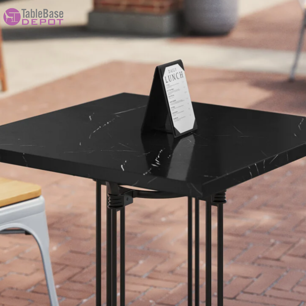 Tuscan Black Sintered Stone Restaurant Table Tops In-Outdoor