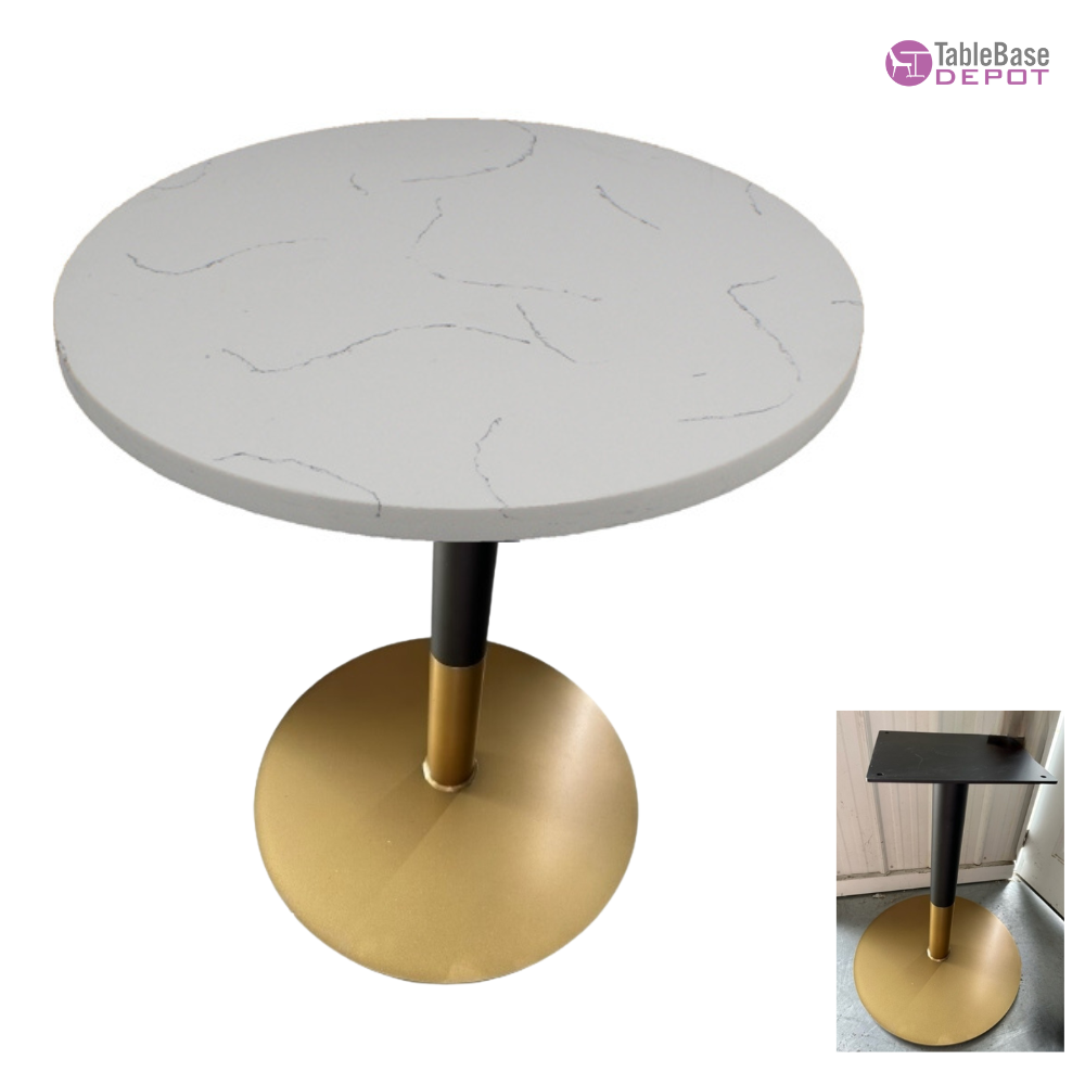 Upscale Two-Tone Gold and Black Traditional Round Table Base