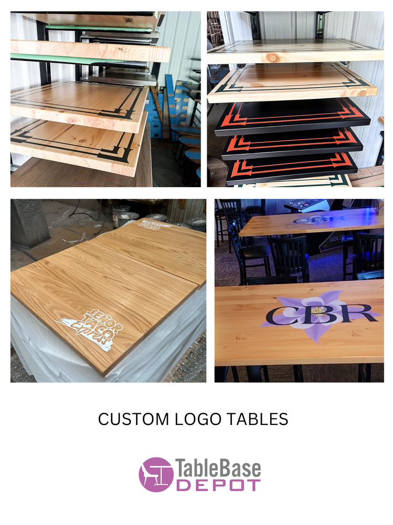 Custom Logo Solid Wood Restaurant Table Tops