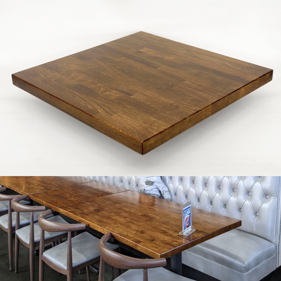 Medium Walnut Finish White Oak Restaurant Butcher Block Table Top