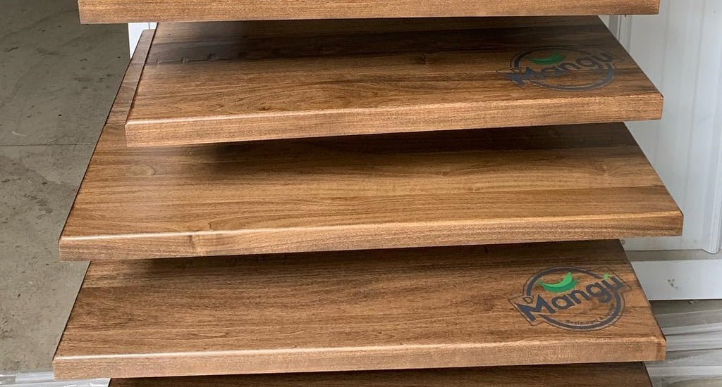 Custom Logo Solid Wood Restaurant Table Tops