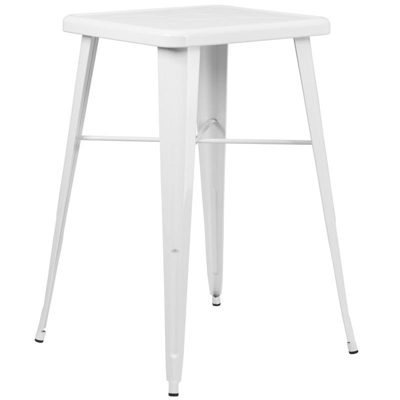 Bar Height White Galvanized Finish Tolix Table 24