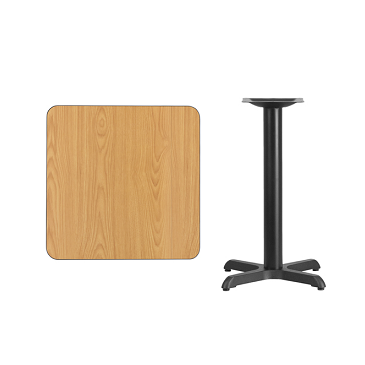 Square Natural Laminate Table Top 24x24 With 22x22" Table Base