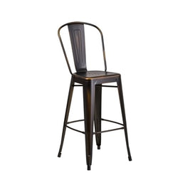 Dark Copper Weathered High Back Tolix Bar Stool