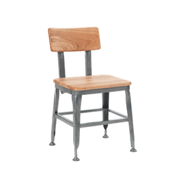 Bulldozer Industrial Steel Chair Wood Seat and Back