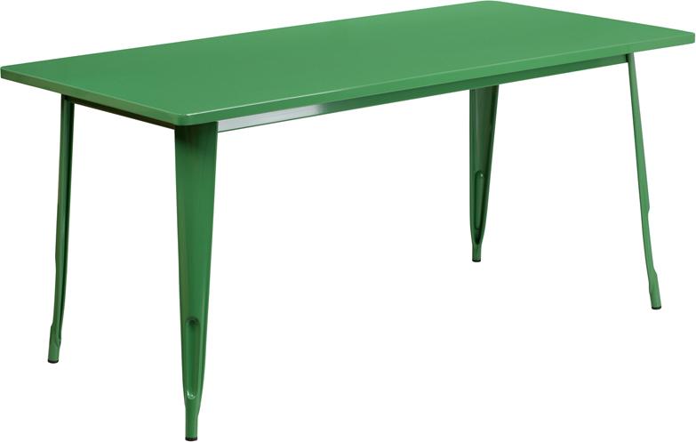 Green Tolix Outdoor Patio Chairs and Table 31.5 x 63 - 7 Piece Set