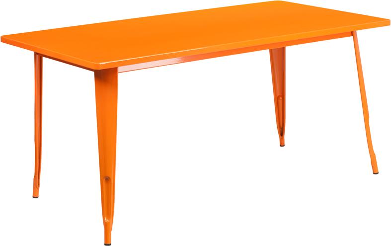 Orange Tolix Outdoor Patio Chairs and Table 31.5 x 63 - 7 Piece Set