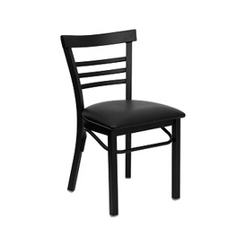 Adelina Black Metal Cafe Chair Black Upholstered Seat