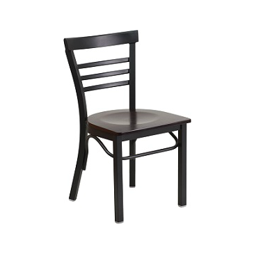 Adelina Black Metal Cafe Chair Dark Wood Seat