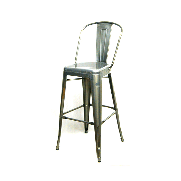 Pewter High Back Tolix Bar Stool