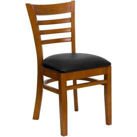 Alina Solid Beech Light Cherry Finish Ladder Back Chair Vinyl Seat