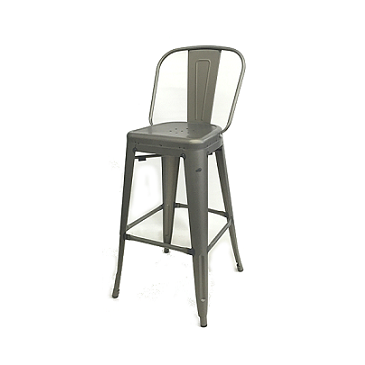 Antique Welded Matte Gun Metal Finish Tolix High Back Bar Stool