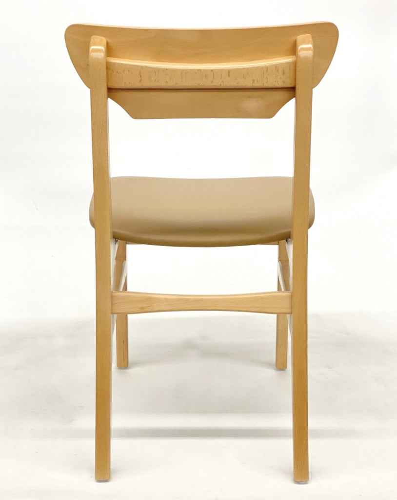 Aurora Solid Beech Wood Natural Finish Restaurant Side Chair Vinyl Seat
