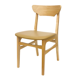 Aurora Solid Beech Wood Natural Finish Restaurant Side Chair Vinyl Seat